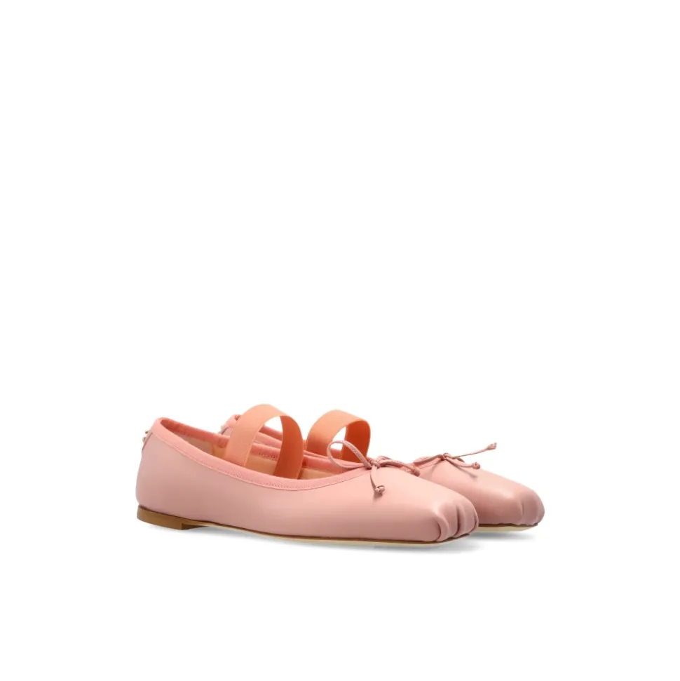 Ballerinasko i læder med elastikrem