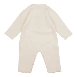 Beige Uld Romper med Broderi