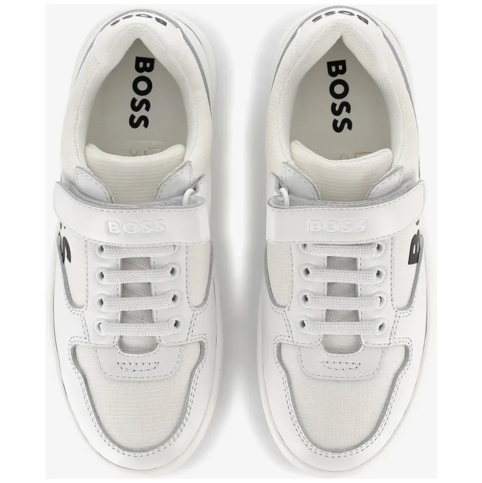 Hvide Logo Sneakers med Elastikbånd