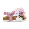 Sandaler med glitter og blomsterapplikation