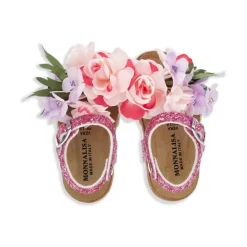 Sandaler med glitter og blomsterapplikation