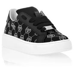 Satin Lo-Top Sneakers Monogram Strass